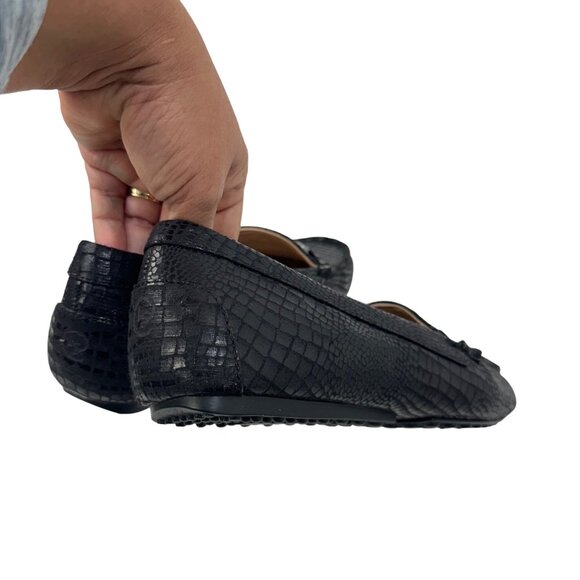 LifeStride Womens Black Crocodile-Embossed Loafers Silver Buckle Detail Size 10M - Picture 7 of 14